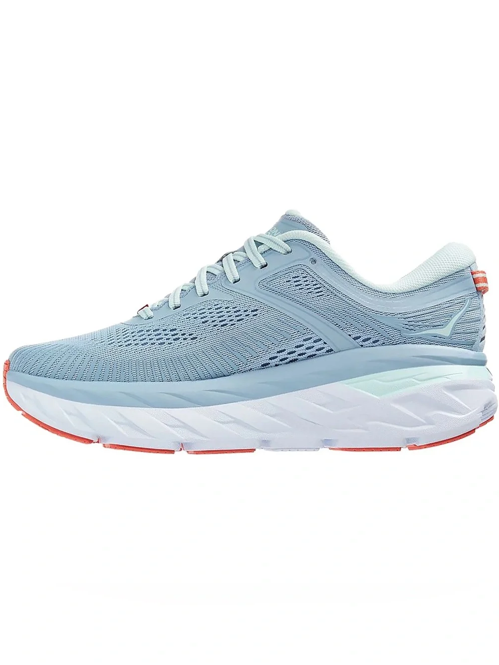 Hoka One One Bondi 7 Blue and Coral Running Shoes - Picture 2 of 13